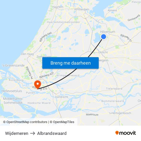 Wijdemeren to Albrandswaard map