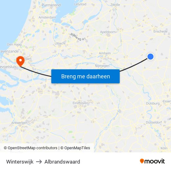 Winterswijk to Albrandswaard map
