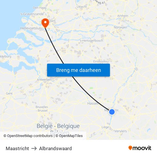 Maastricht to Albrandswaard map