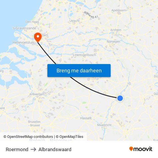 Roermond to Albrandswaard map