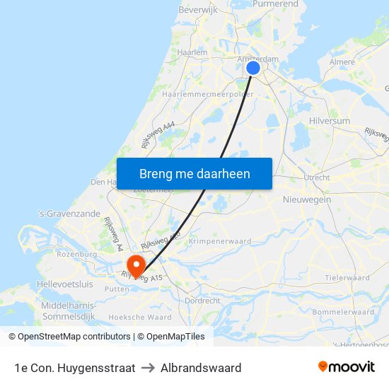 1e Con. Huygensstraat to Albrandswaard map