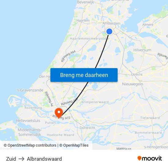 Zuid to Albrandswaard map