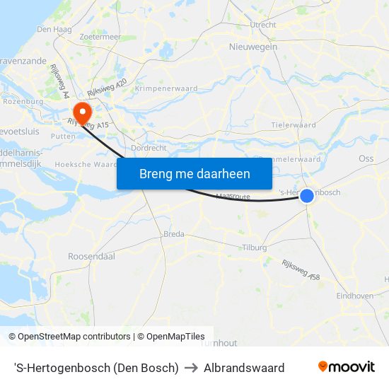 'S-Hertogenbosch (Den Bosch) to Albrandswaard map