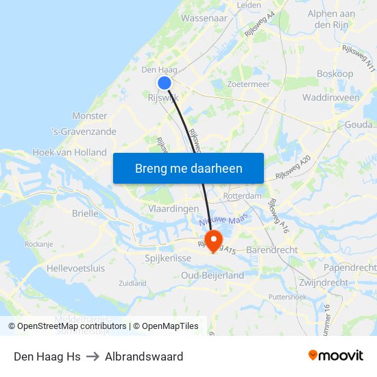 Den Haag Hs to Albrandswaard map