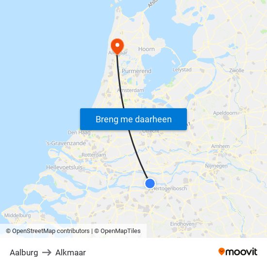 Aalburg to Alkmaar map