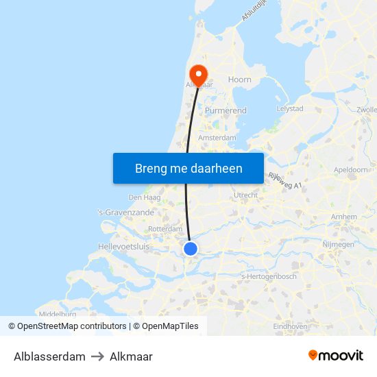 Alblasserdam to Alkmaar map