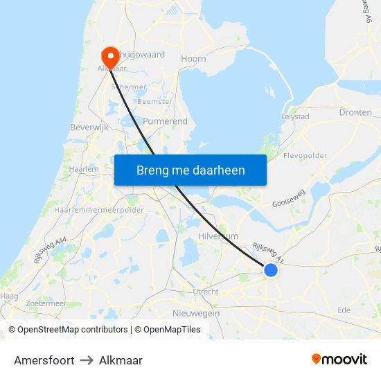 Amersfoort to Alkmaar map