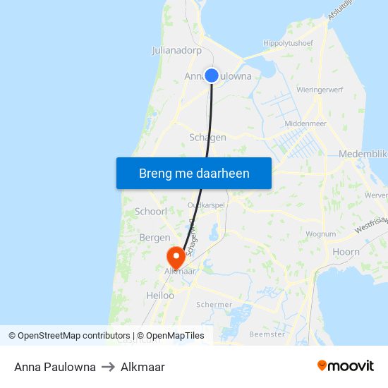 Anna Paulowna to Alkmaar map