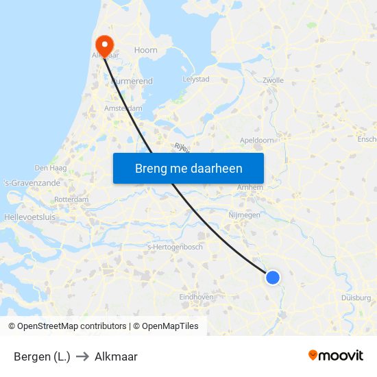 Bergen (L.) to Alkmaar map