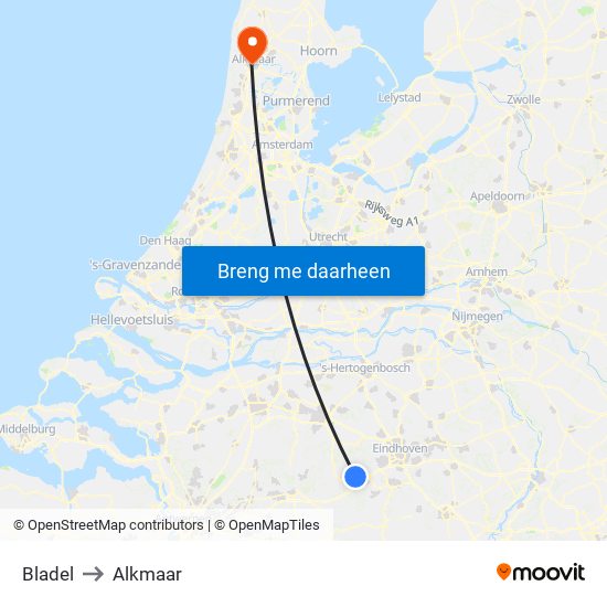 Bladel to Alkmaar map