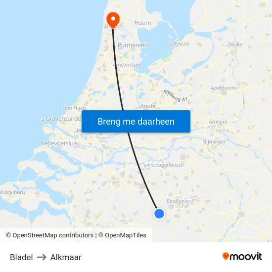 Bladel to Alkmaar map