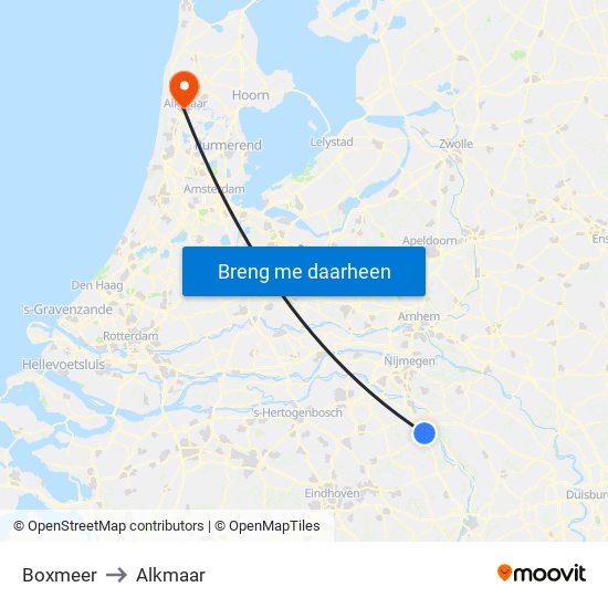 Boxmeer to Alkmaar map
