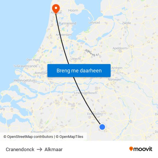 Cranendonck to Alkmaar map