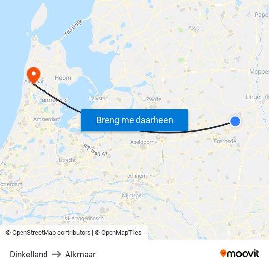 Dinkelland to Alkmaar map