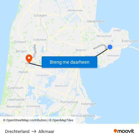 Drechterland to Alkmaar map