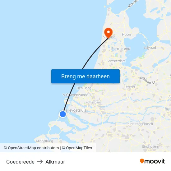 Goedereede to Alkmaar map