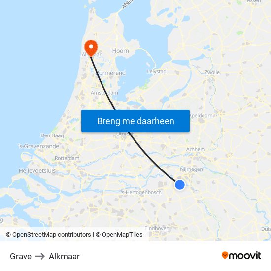 Grave to Alkmaar map
