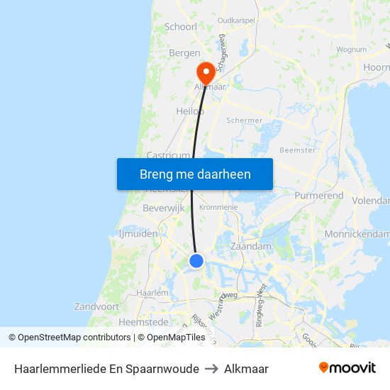 Haarlemmerliede En Spaarnwoude to Alkmaar map