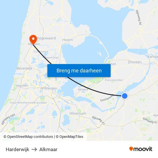 Harderwijk to Alkmaar map