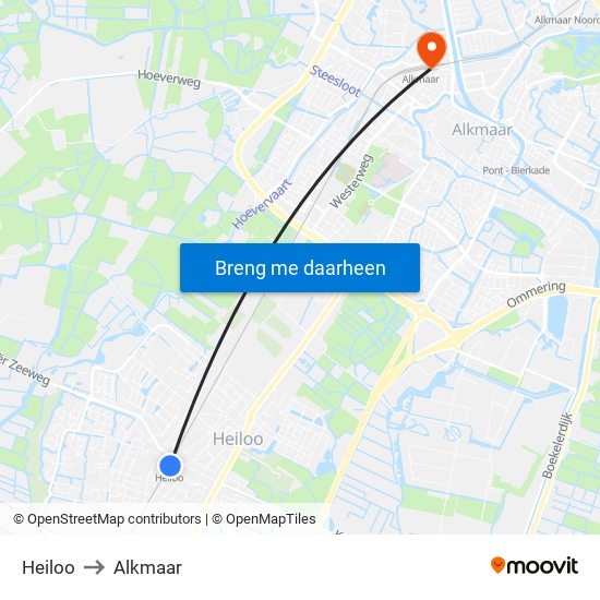 Heiloo to Alkmaar map