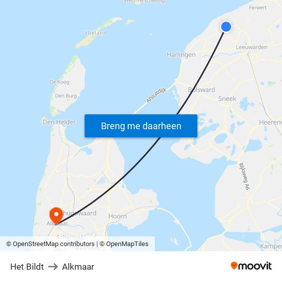 Het Bildt to Alkmaar map