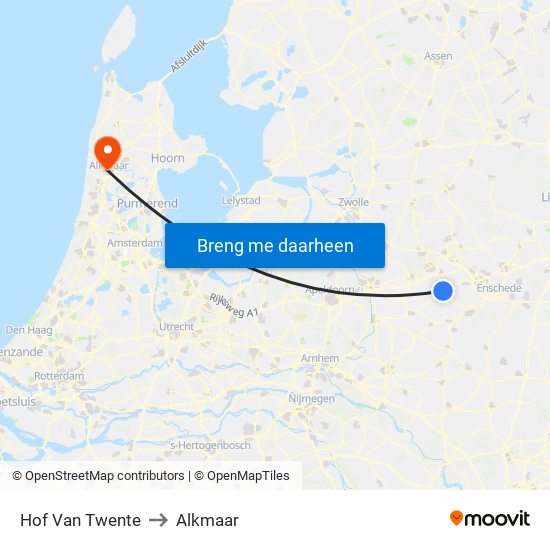 Hof Van Twente to Alkmaar map