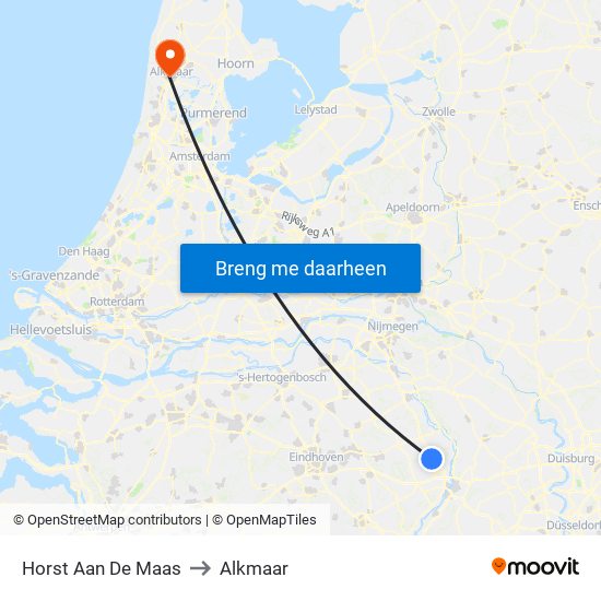 Horst Aan De Maas to Alkmaar map