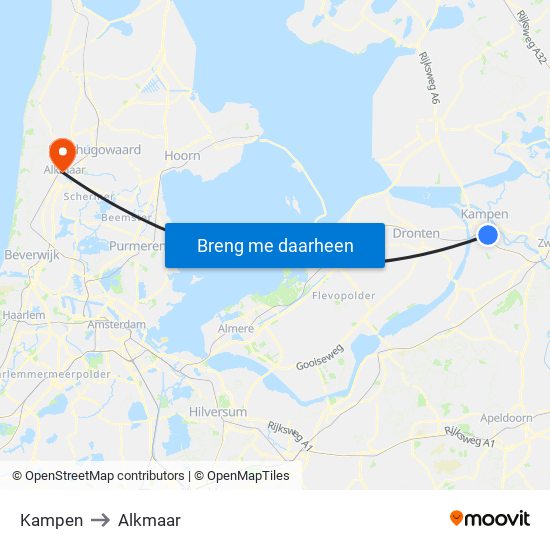 Kampen to Alkmaar map
