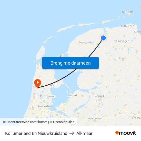 Kollumerland En Nieuwkruisland to Alkmaar map