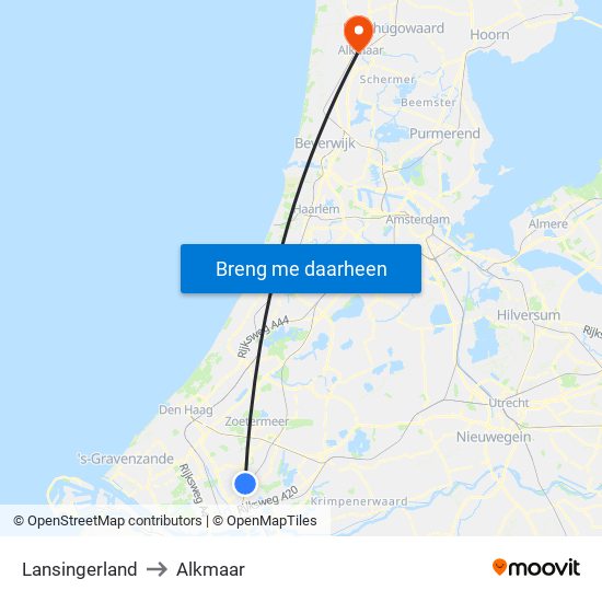 Lansingerland to Alkmaar map