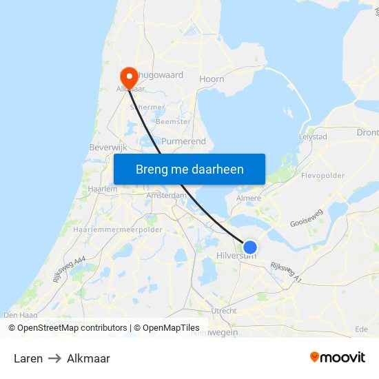 Laren to Alkmaar map