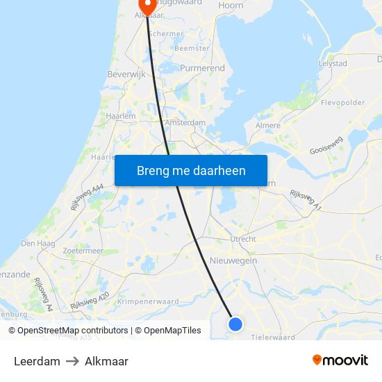 Leerdam to Alkmaar map