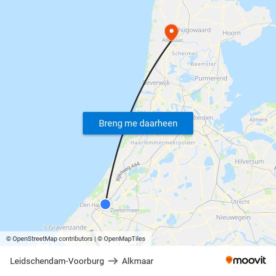 Leidschendam-Voorburg to Alkmaar map