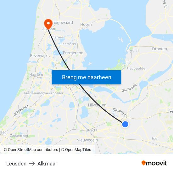 Leusden to Alkmaar map