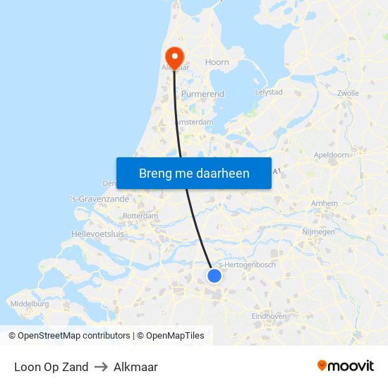 Loon Op Zand to Alkmaar map