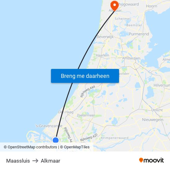 Maassluis to Alkmaar map