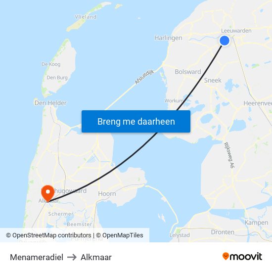 Menameradiel to Alkmaar map