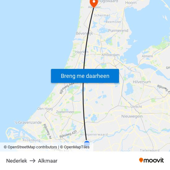 Nederlek to Alkmaar map