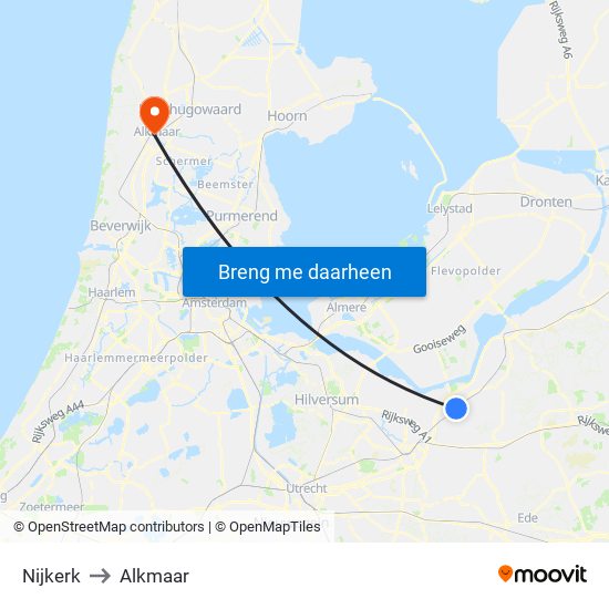 Nijkerk to Alkmaar map