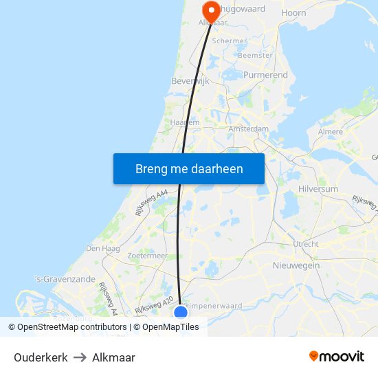 Ouderkerk to Alkmaar map