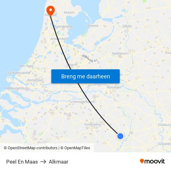 Peel En Maas to Alkmaar map