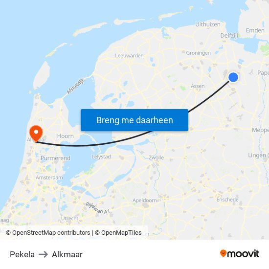 Pekela to Alkmaar map