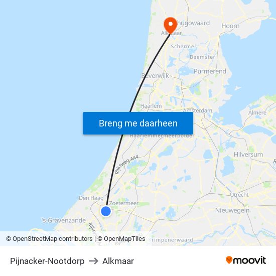 Pijnacker-Nootdorp to Alkmaar map