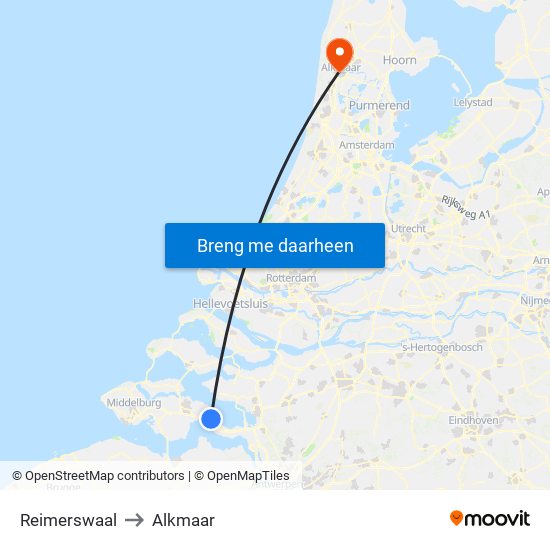 Reimerswaal to Alkmaar map