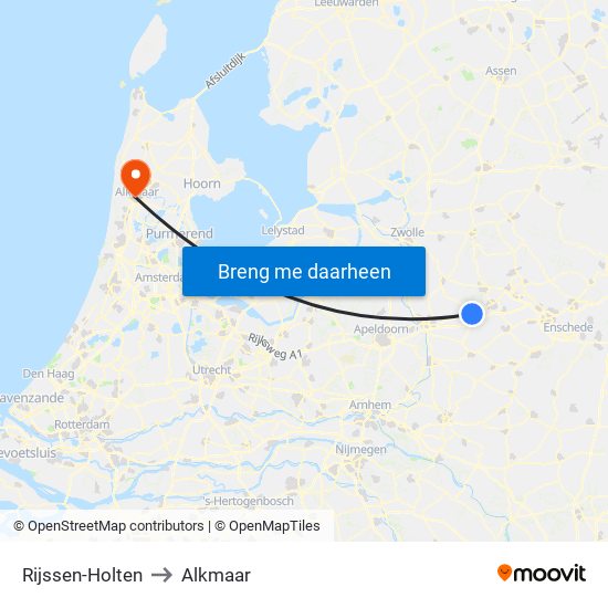 Rijssen-Holten to Alkmaar map