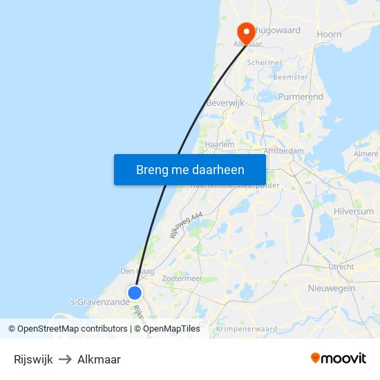 Rijswijk to Alkmaar map