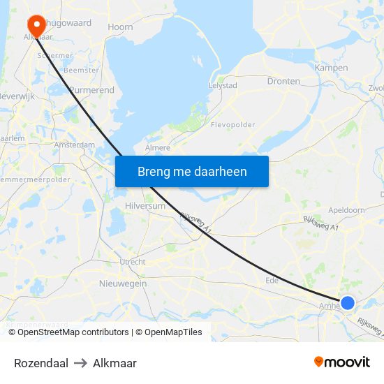Rozendaal to Alkmaar map