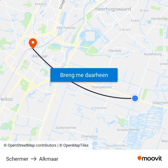 Schermer to Alkmaar map