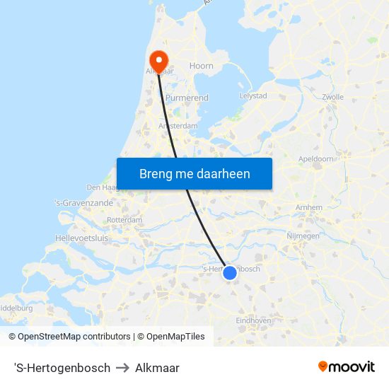 'S-Hertogenbosch to Alkmaar map