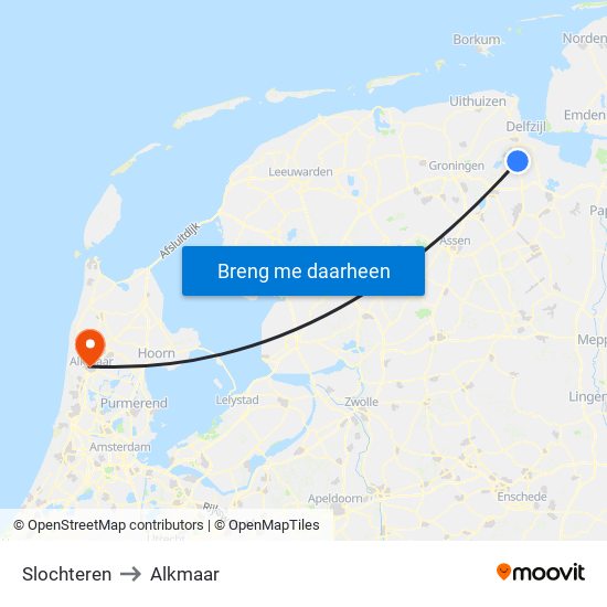 Slochteren to Alkmaar map